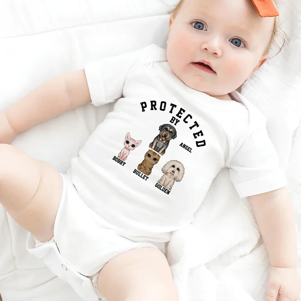 Protected By Dog Cat - Personalized Baby Onesie - Image 4
