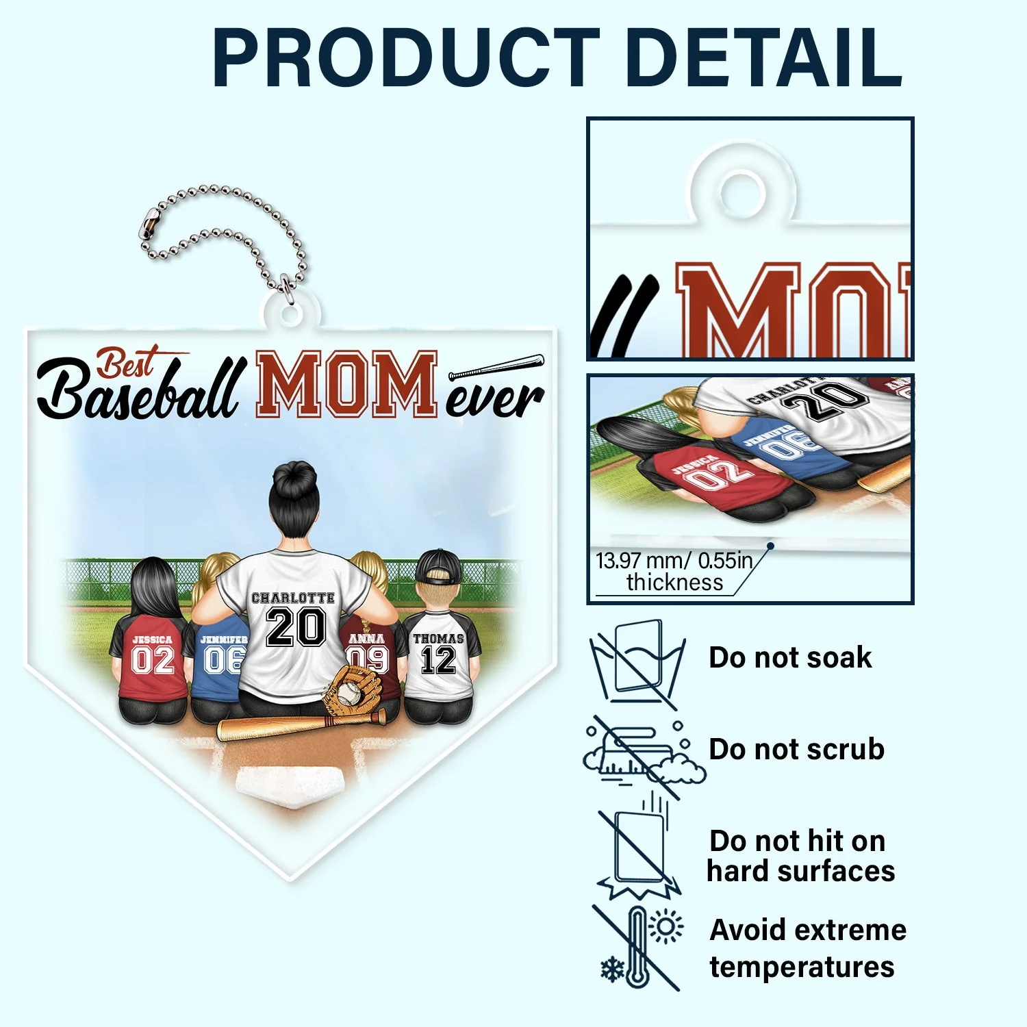 Proud Baseball Softball Mom - Birthday, Loving Gift For Sport Fan, Mom, Mother - Personalized Acrylic Car Hanger - Image 5