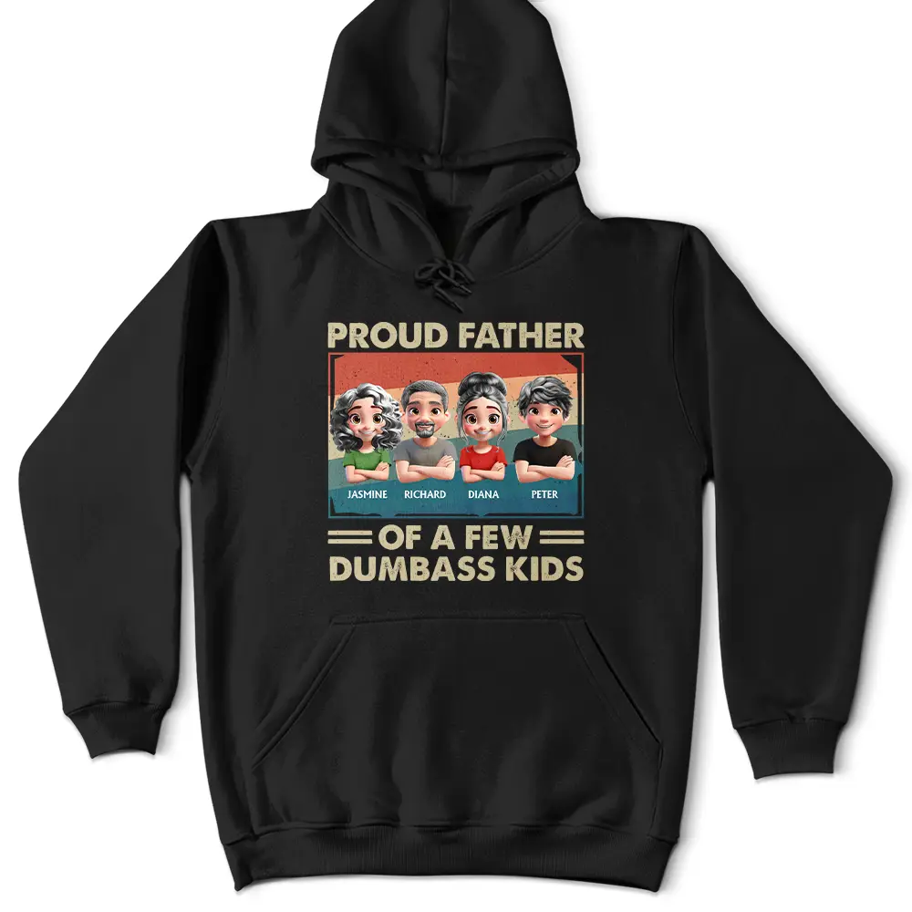 Proud Dad Of A Few Funny Children - Personalized T Shirt - Image 4