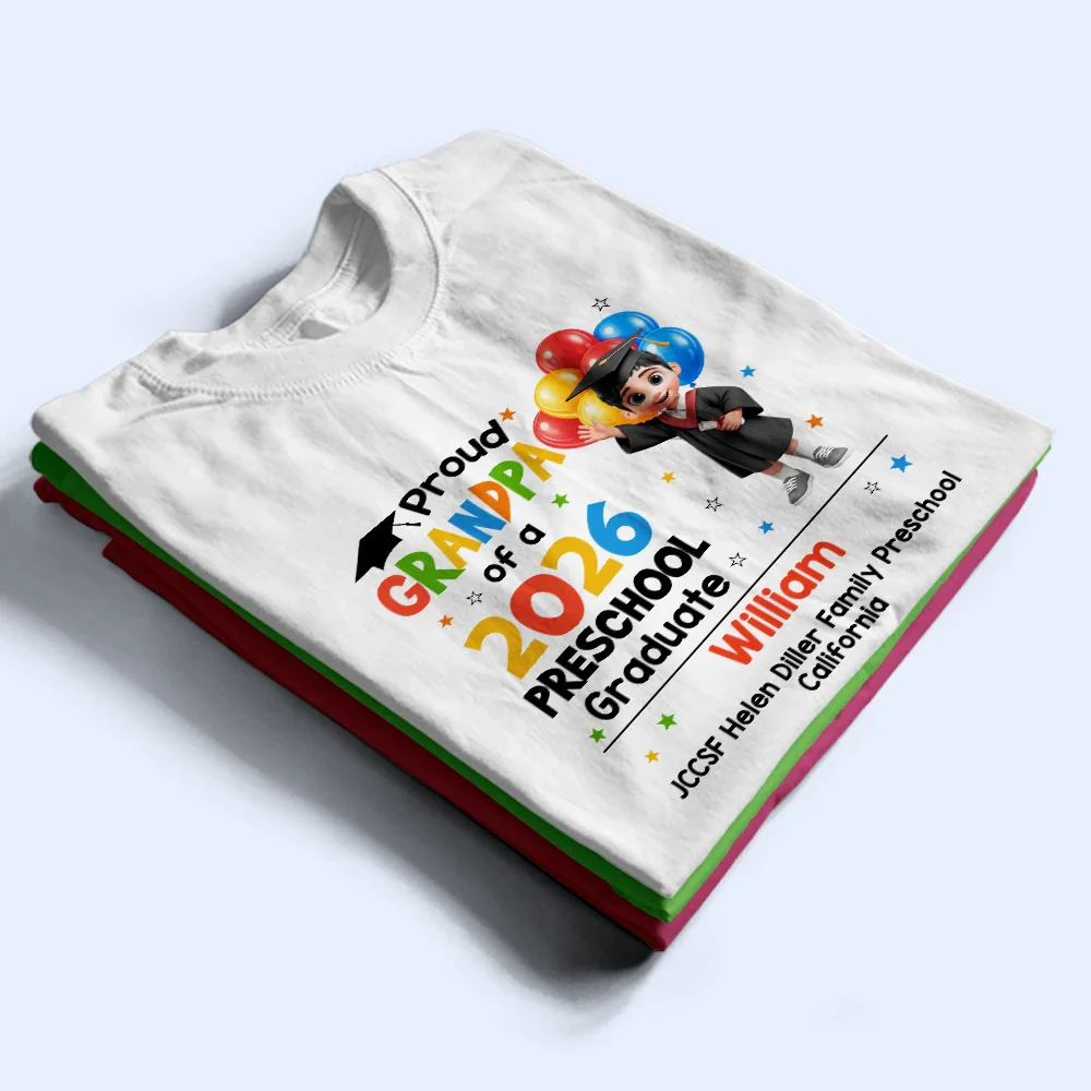Proud Family Of A Preschool Graduate - Personalized T Shirt - Image 2