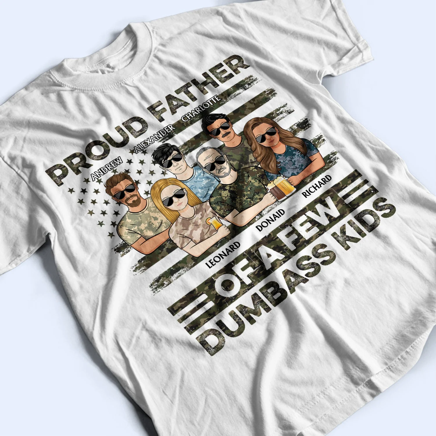 Proud Father Of A Few Background Options - Funny Gift For Dad, Father, Grandpa - Personalized T Shirt - Image 3