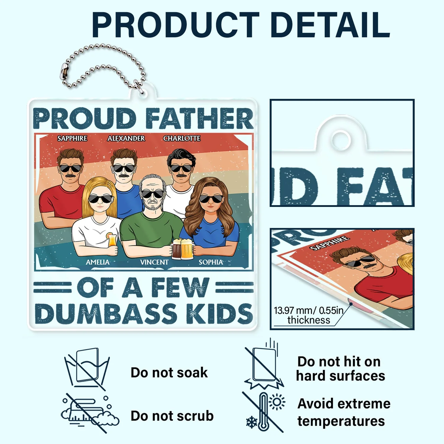 Proud Father Of A Few - Funny Gift For Dad, Father, Grandpa - Personalized Acrylic Car Hanger - Image 5
