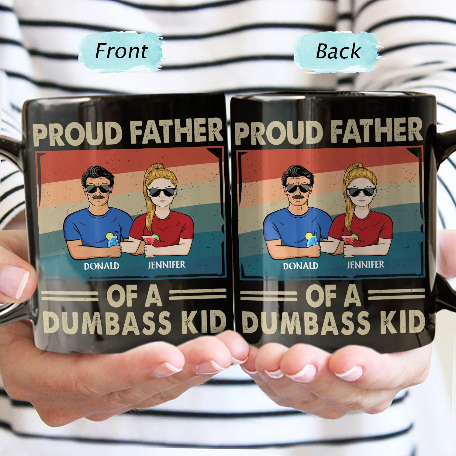 Proud Father Of A Few - Funny Gift For Dad, Father, Grandpa - Personalized Black Mug - Image 2