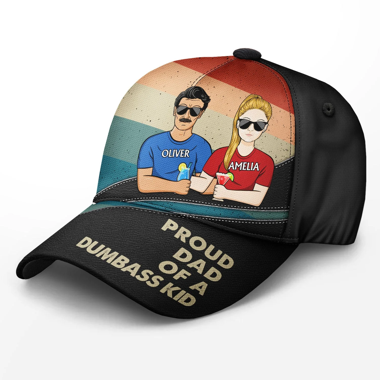 Proud Father Of A Few - Funny Gift For Dad, Father, Grandpa - Personalized Classic Cap - Image 2