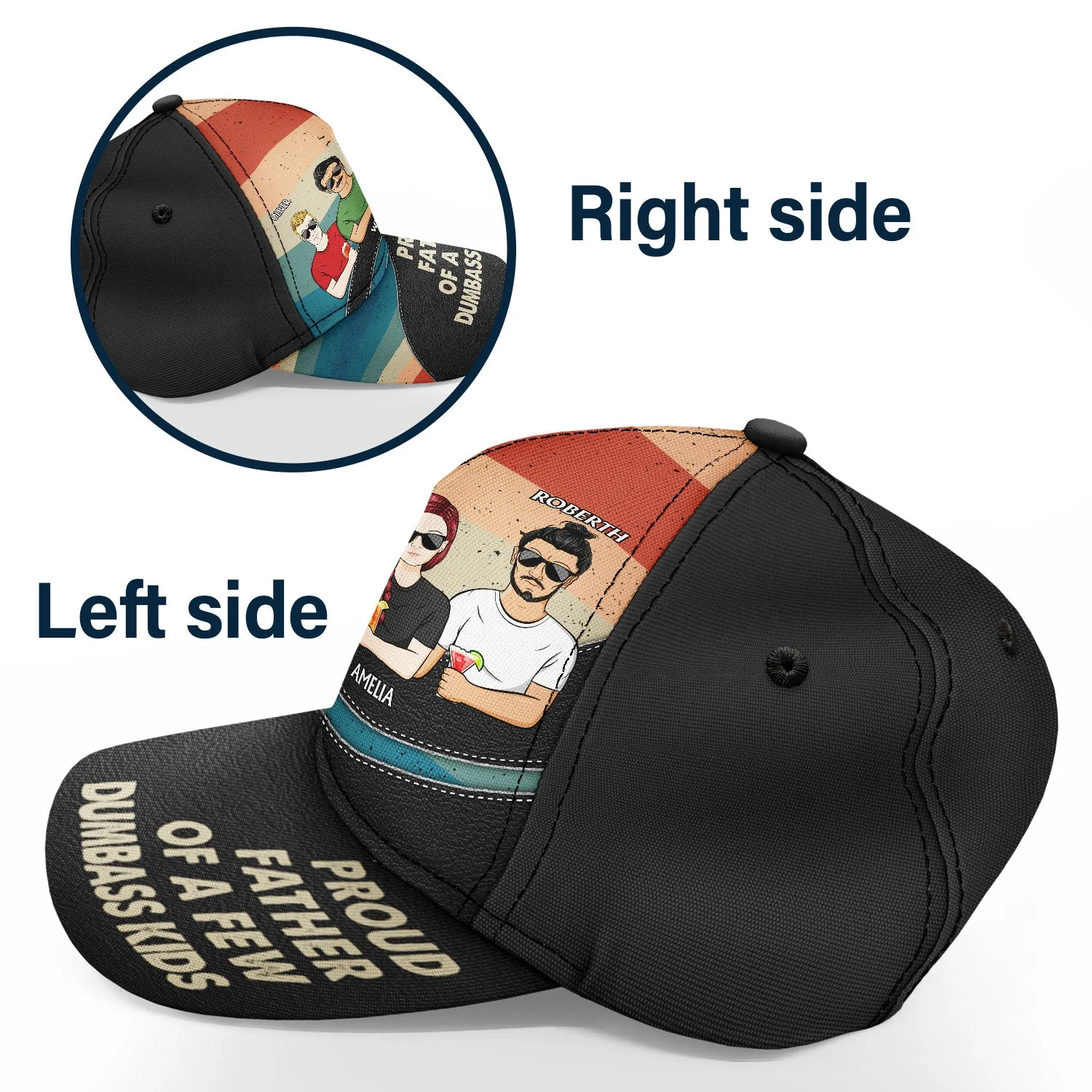 Proud Father Of A Few - Funny Gift For Dad, Father, Grandpa - Personalized Classic Cap - Image 3