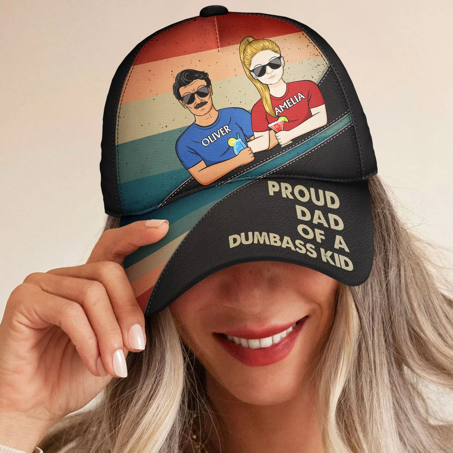 Proud Father Of A Few - Funny Gift For Dad, Father, Grandpa - Personalized Classic Cap - Image 5
