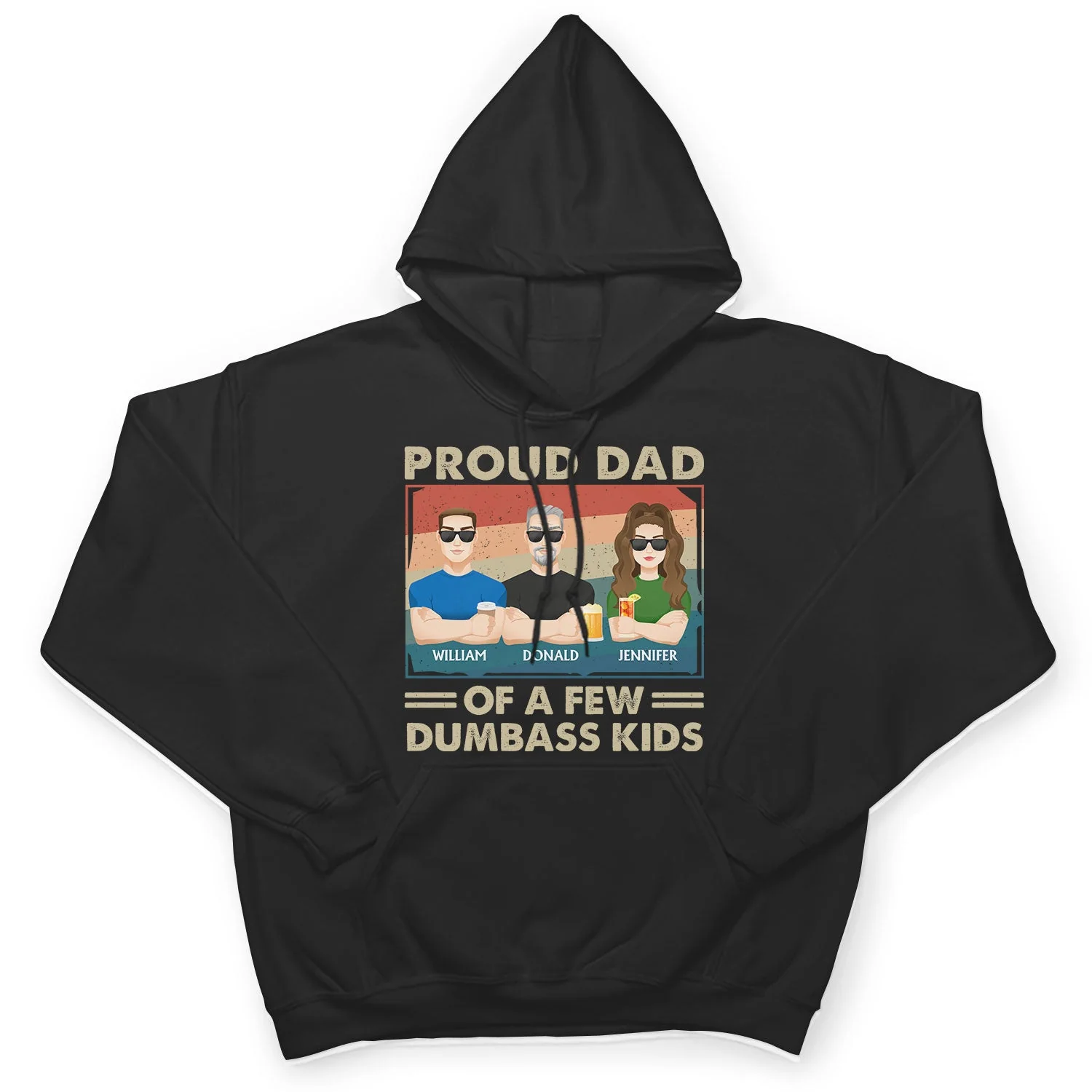 Proud Father Of A Few Kid & Adult Flat Art - Funny Gift For Dad, Father, Grandpa - Personalized T Shirt - Image 4