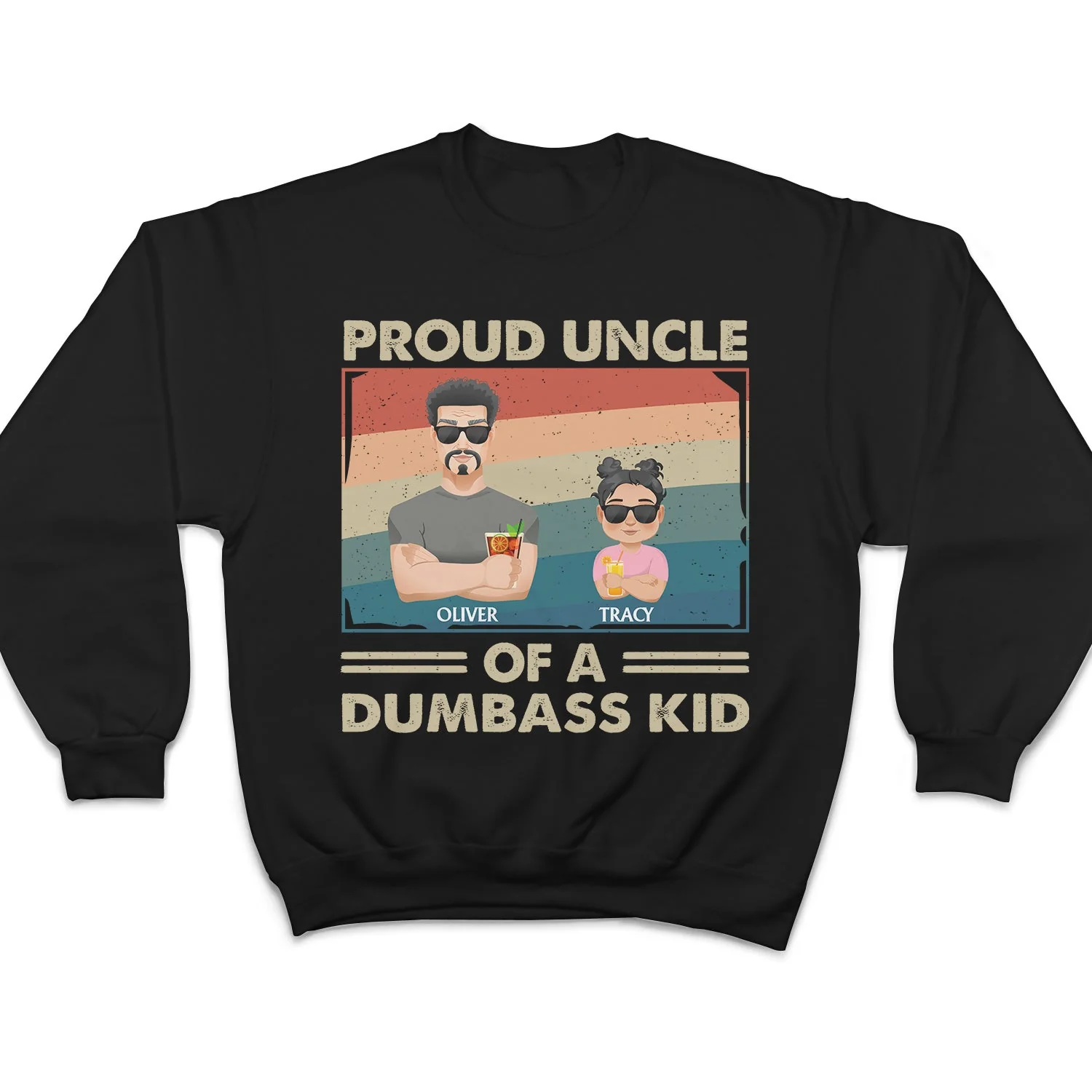 Proud Father Of A Few Kid & Adult Flat Art - Funny Gift For Dad, Father, Grandpa - Personalized T Shirt - Image 5