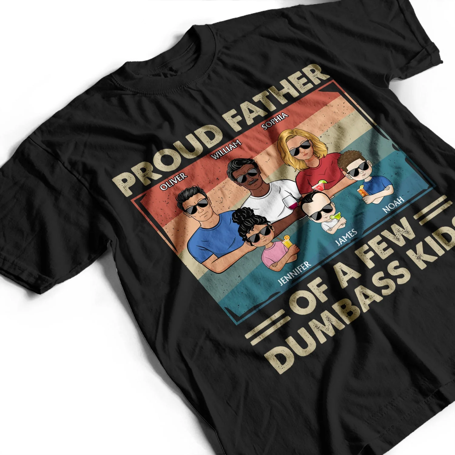 Proud Father Of A Few Kid & Adult - Funny Gift For Dad, Father, Grandpa - Personalized T Shirt - Image 4