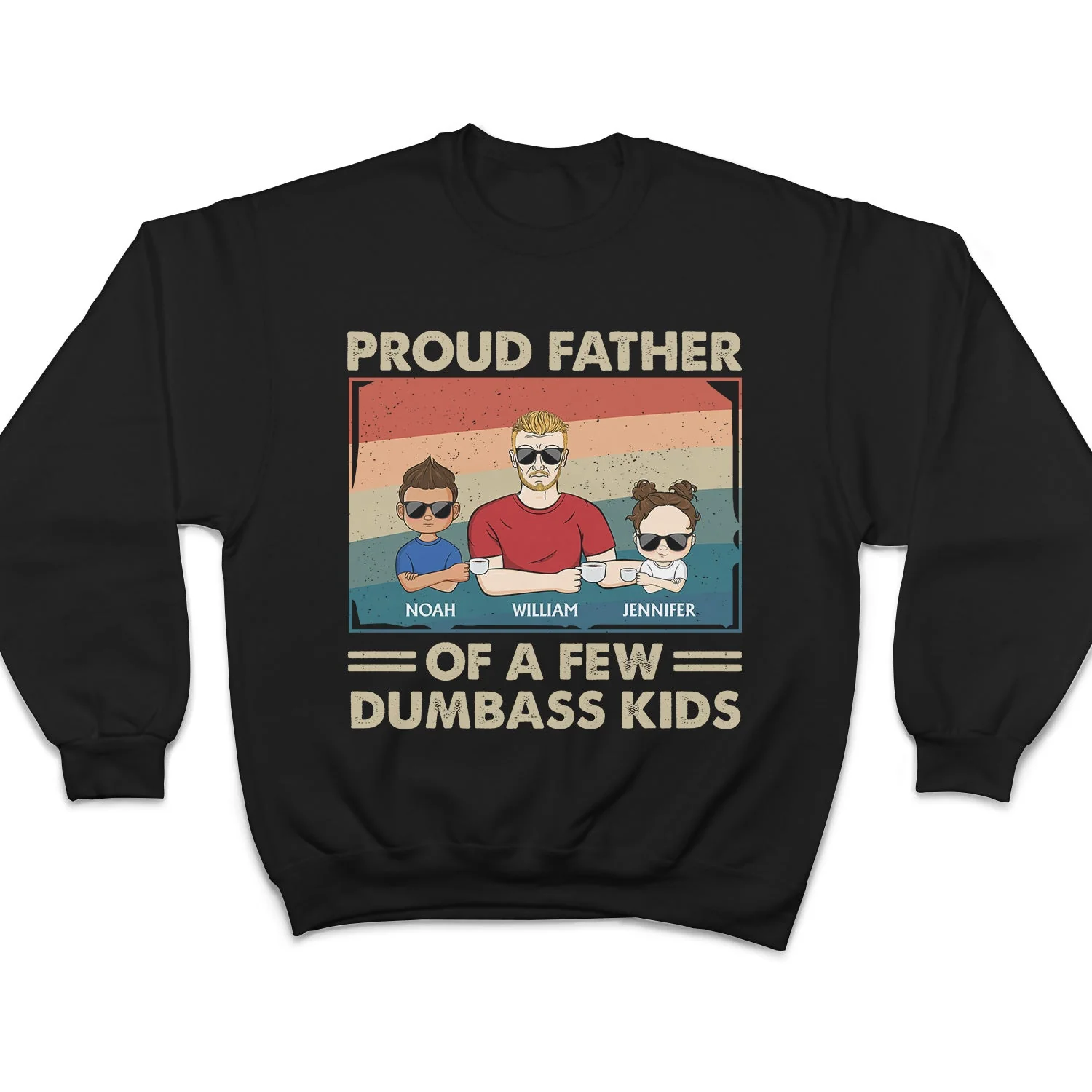 Proud Father Of A Few Kid & Adult - Funny Gift For Dad, Father, Grandpa - Personalized T Shirt - Image 6