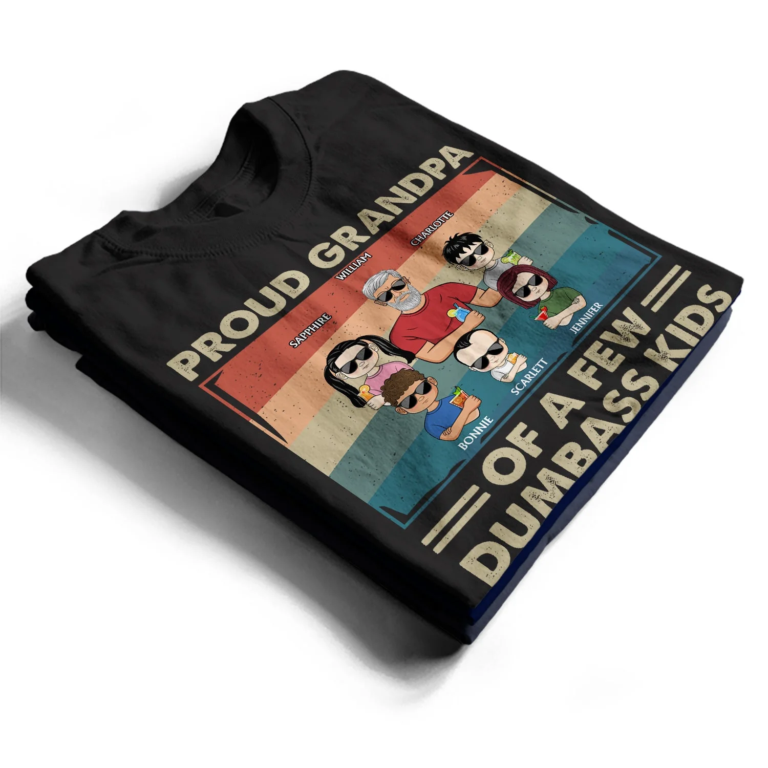 Proud Grandpa Of A Few Kids - Funny Gift For Grandfather, Grandpa, Grandparents - Personalized T Shirt - Image 2