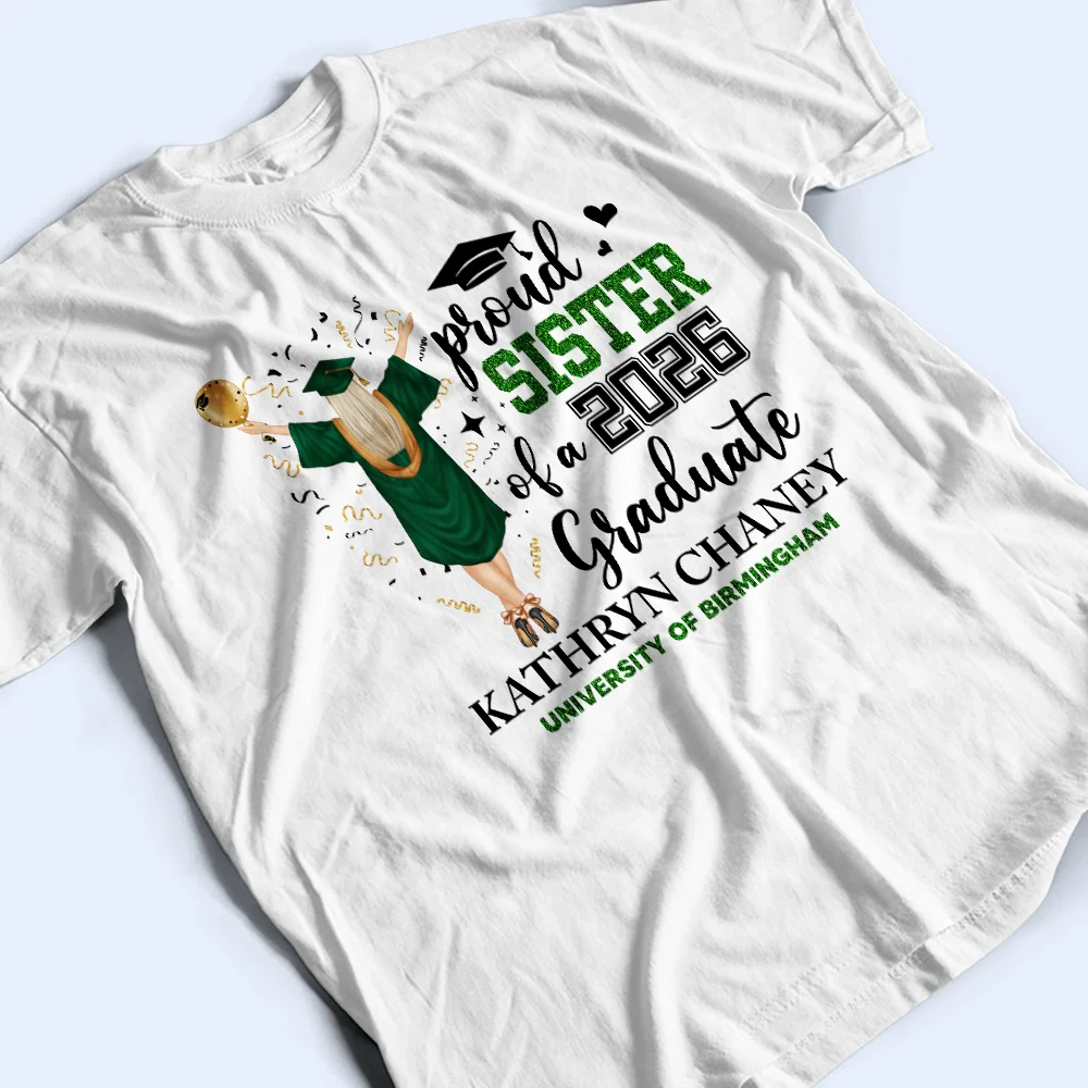 Proud Mom Dad Of A Class Graduate University College - Personalised T Shirt - Image 4