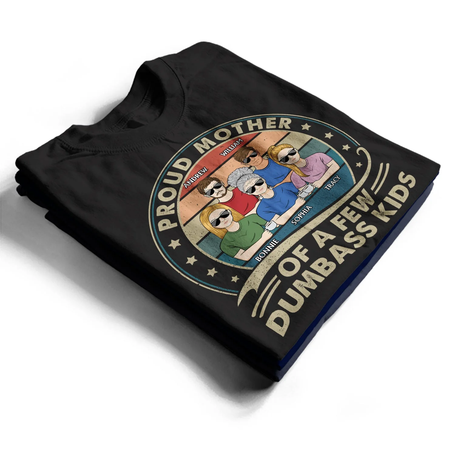 Proud Mother Of A Few Kids Retro - Funny Gift For Mom, Mother, Grandma - Personalized T Shirt - Image 2