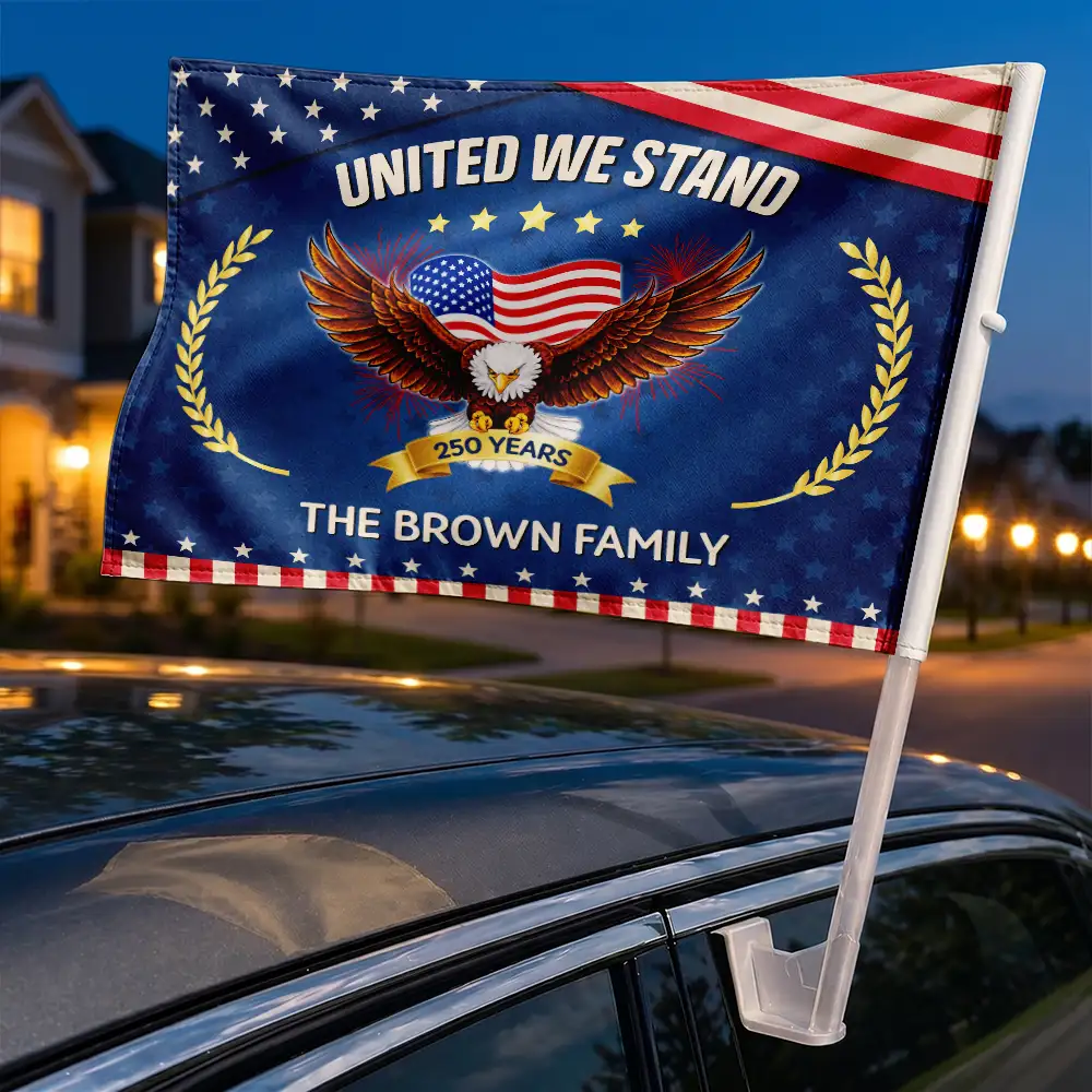 Proud To Be An American 250th Anniversary USA - Personalized Car Flag - Image 2