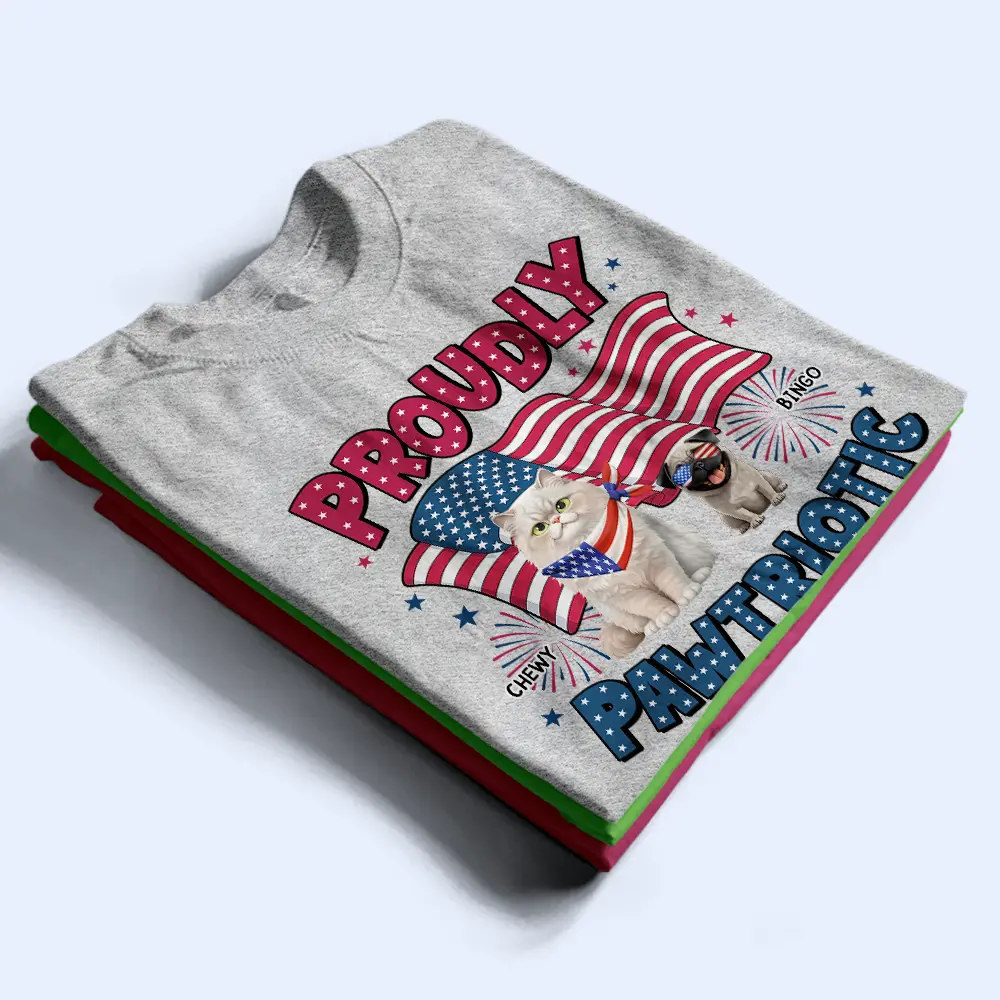 Proudly Pawtriotic 250 Years Of Freedom Cat Dog - Personalized T Shirt - Image 2
