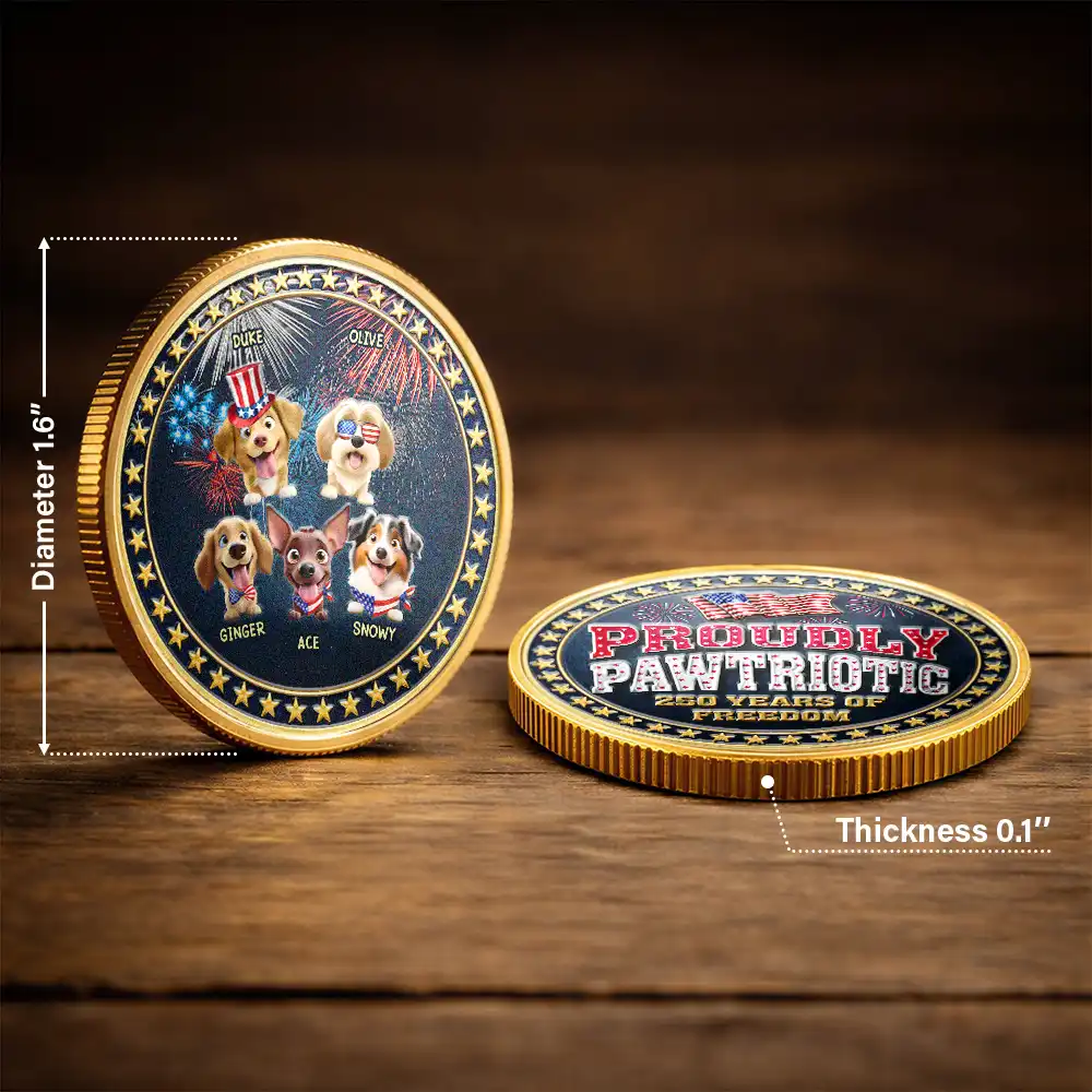 Proudly Pawtriotic 250 Years Of Freedom Dog Cat - Personalized Commemorative Keepsake Coin - Image 3