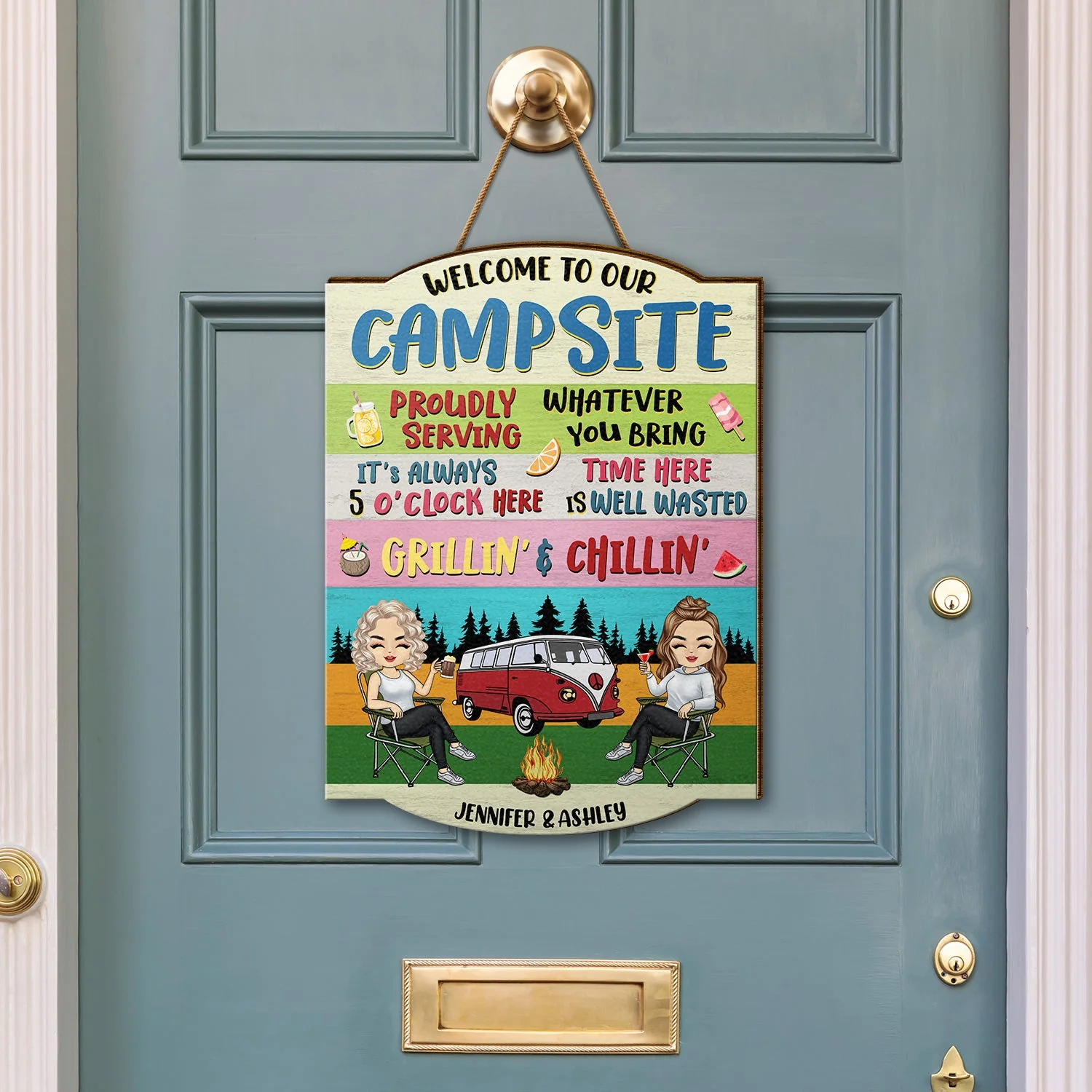 Proudly Serving Whatever You Bring - Gift For Camping Lover - Personalized Custom Shaped Wood Sign - Image 3