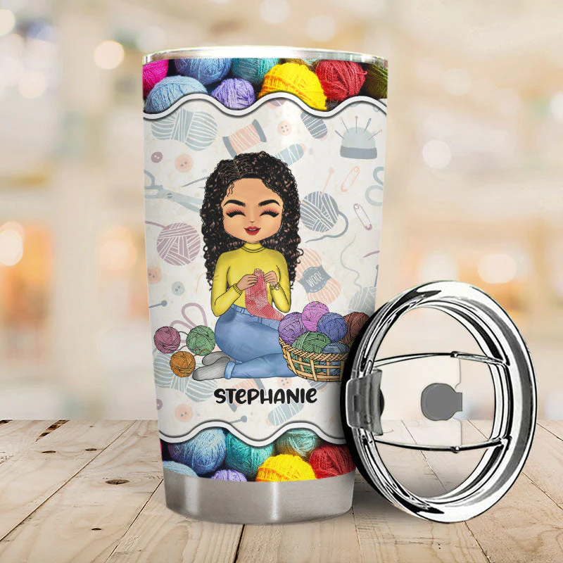 Punching People Is Frowned Upon - Gift For Crochet - Personalized Custom Tumbler - Image 2