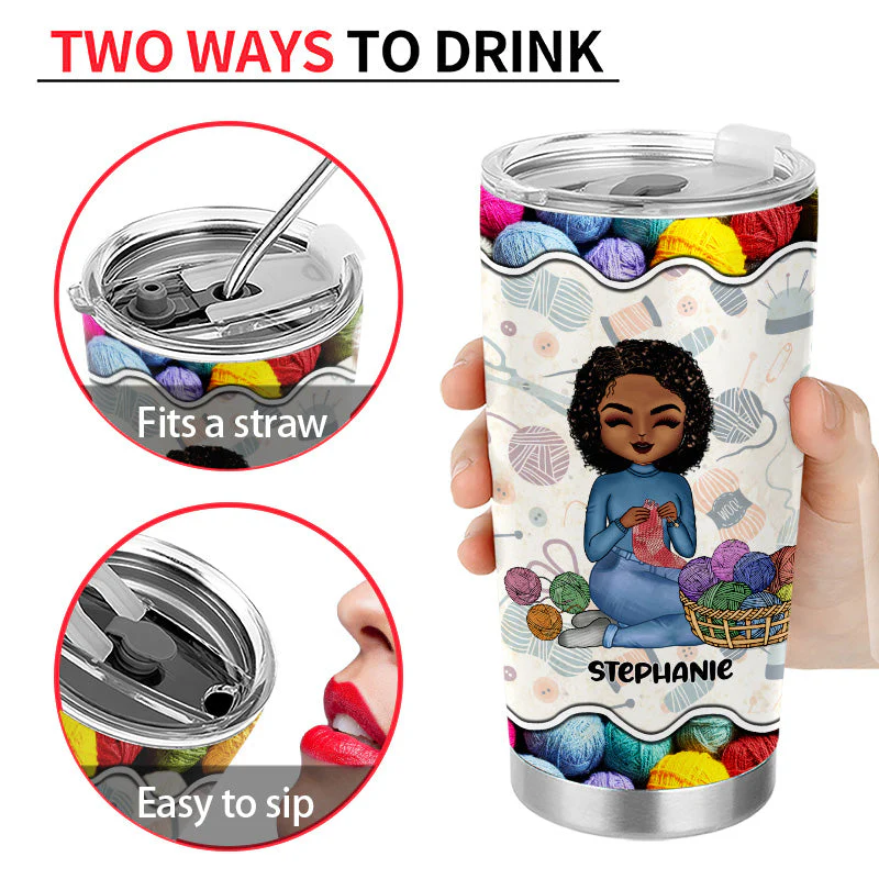 Punching People Is Frowned Upon - Gift For Crochet - Personalized Custom Tumbler - Image 4