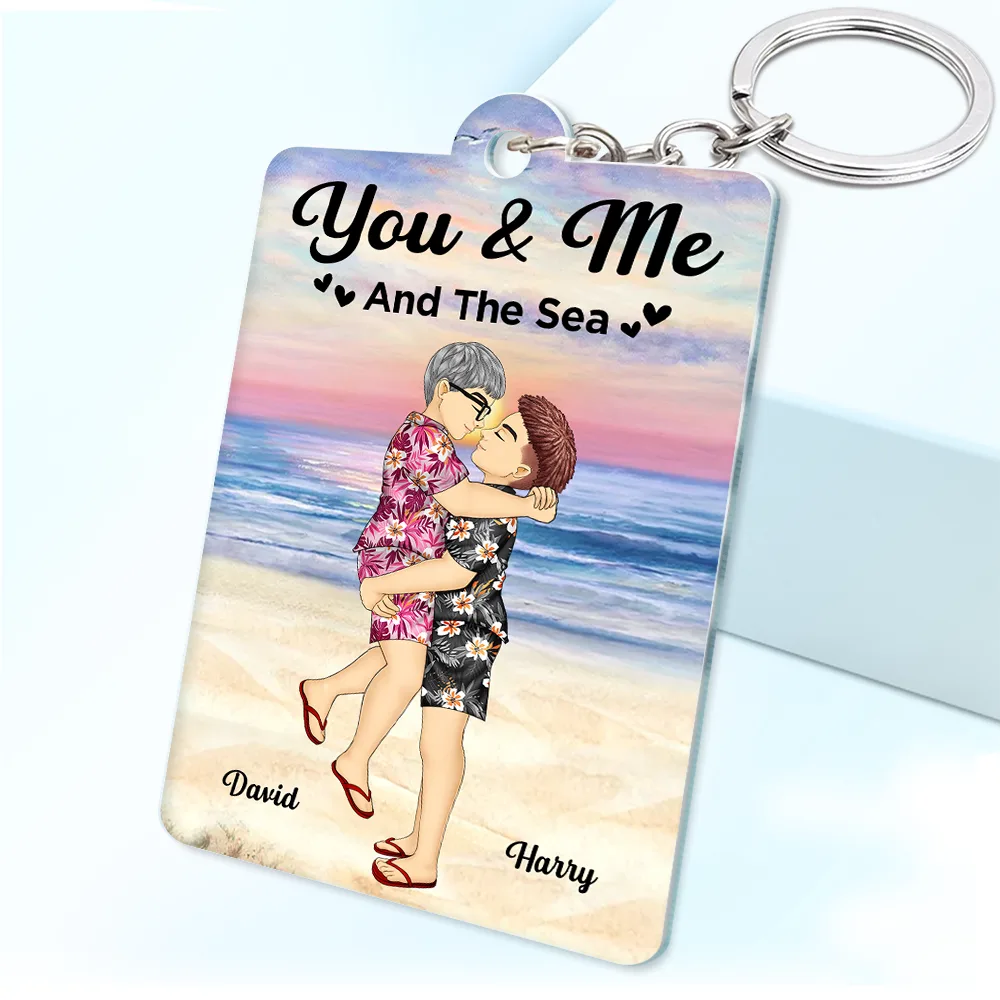 Qr Code Couple Summer You & Me And The Sea - Personalized Acrylic Keychain - Image 3