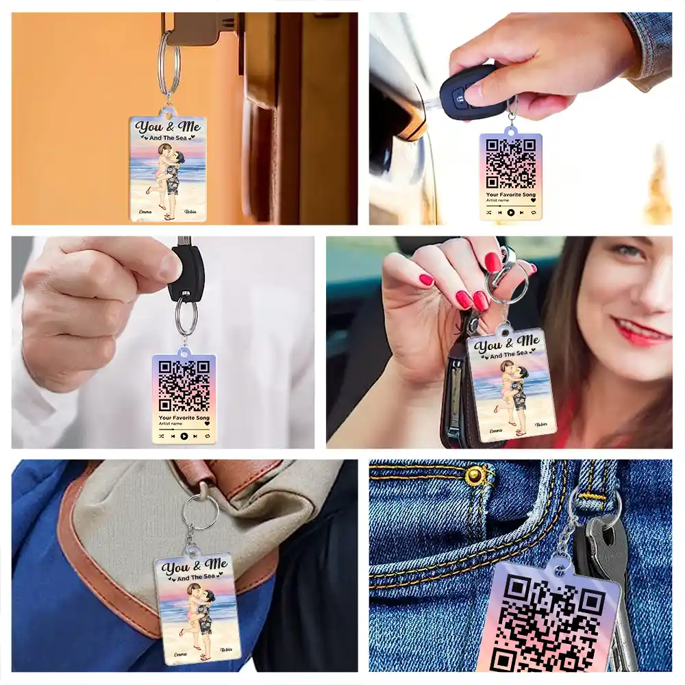 Qr Code Couple Summer You & Me And The Sea - Personalized Acrylic Keychain - Image 7