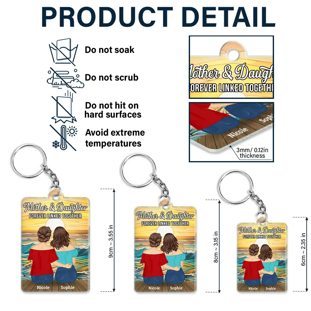 QR Code Mother Daughters Forever Linked Together - Personalized Acrylic Keychain - Image 6