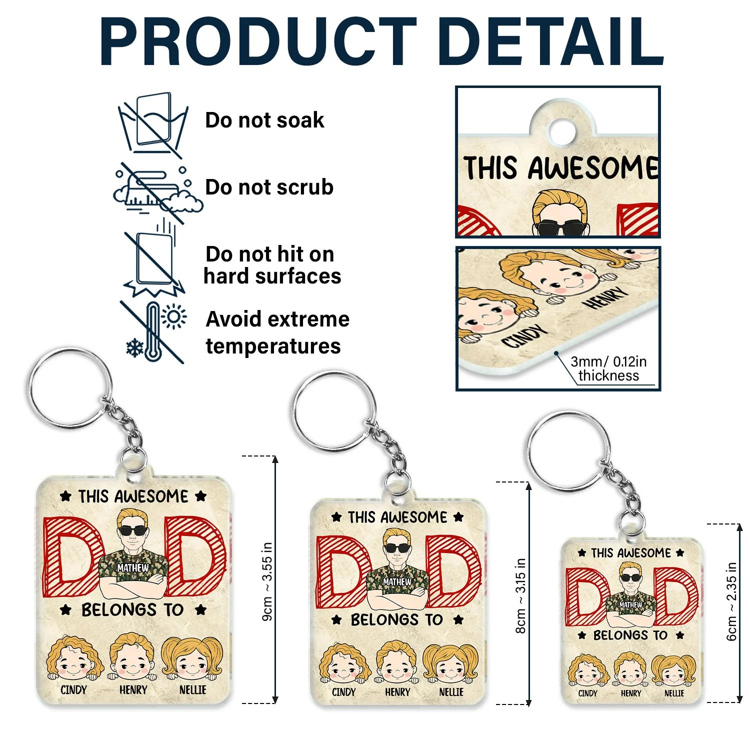 Qr Code This Awesome Dad Belongs To - Personalized Acrylic Keychain - Image 5