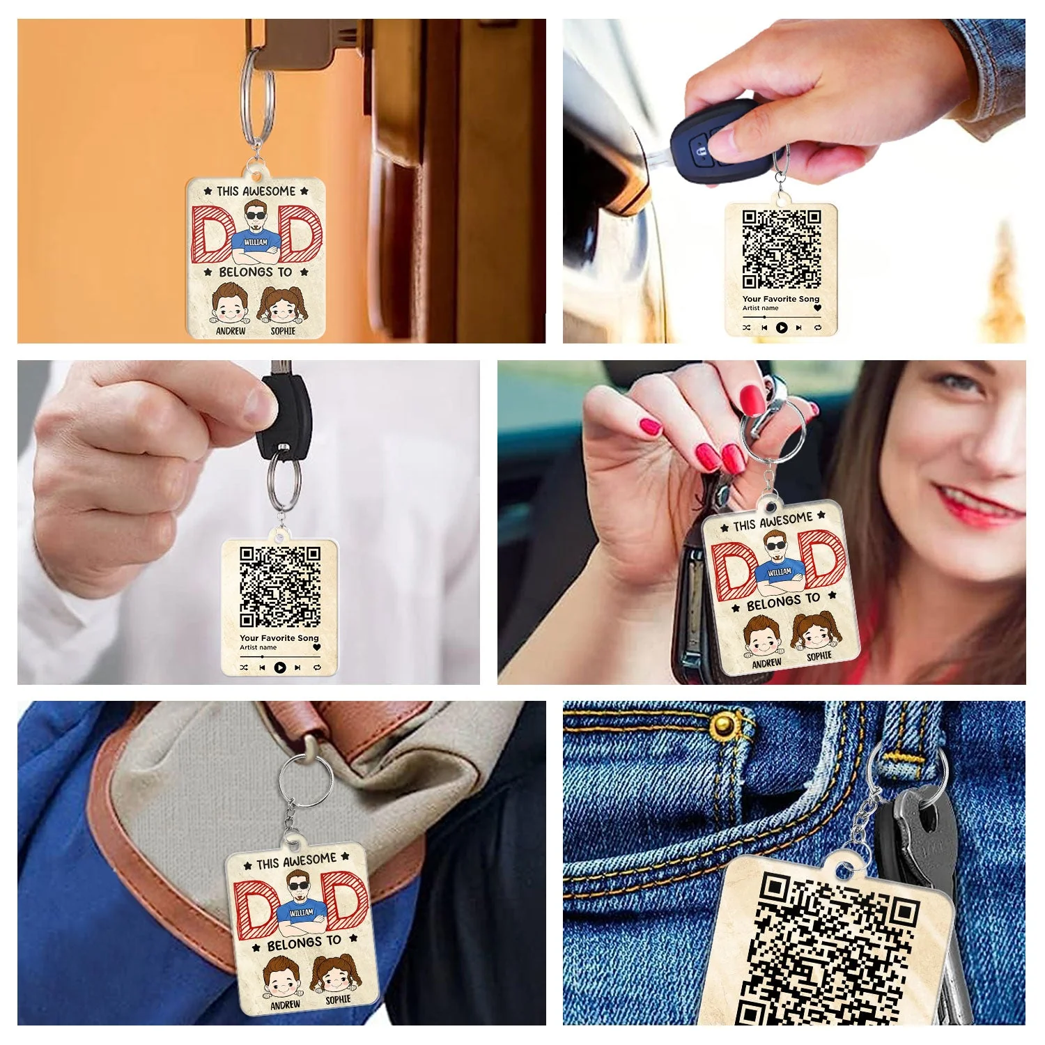 Qr Code This Awesome Dad Belongs To - Personalized Acrylic Keychain - Image 7