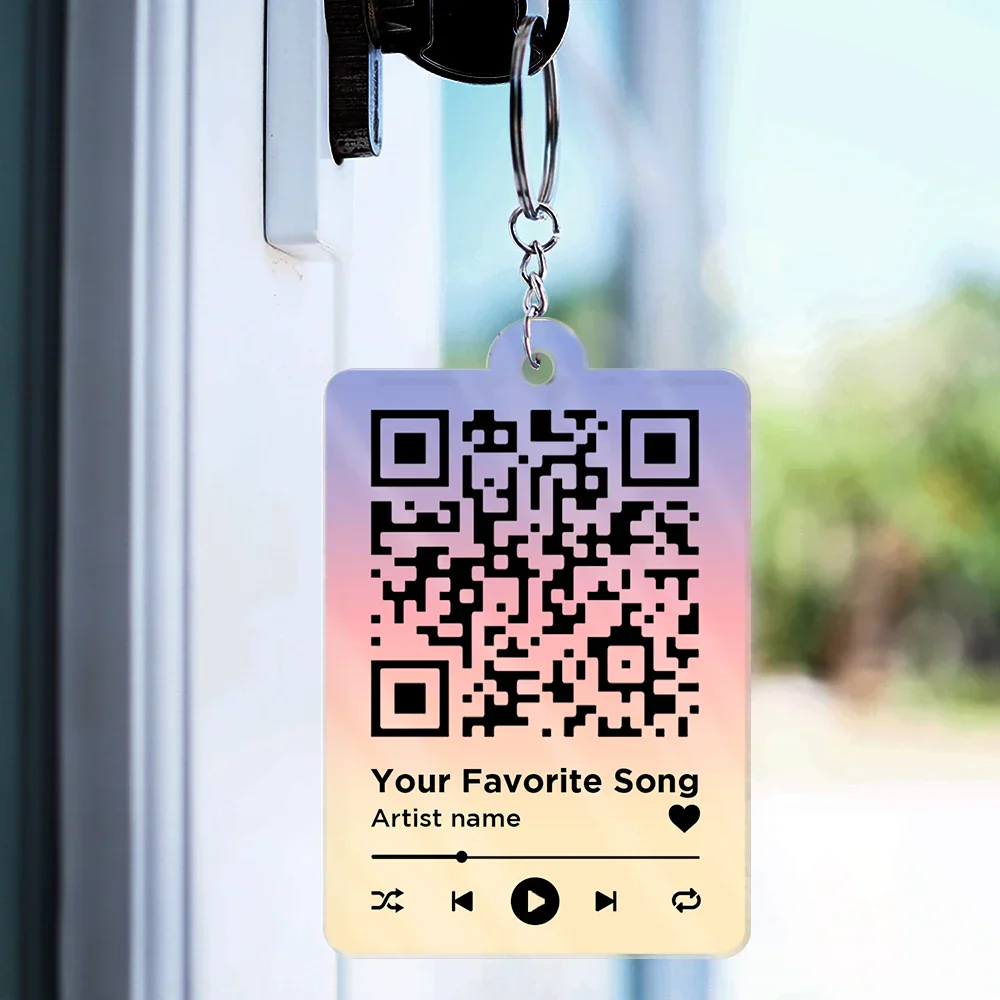 QR Song Code Besties Since - Personalized Acrylic Keychain - Image 4