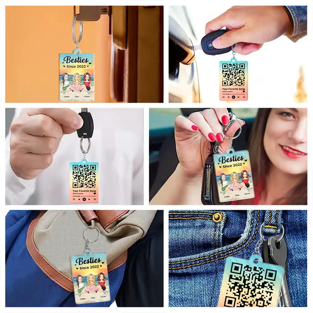 QR Song Code Besties Since - Personalized Acrylic Keychain - Image 7