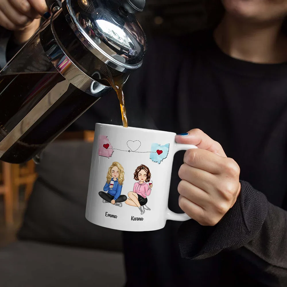 QR Voice Upload Code Miles Apart But Besties At Heart - Personalized Mug - Image 6