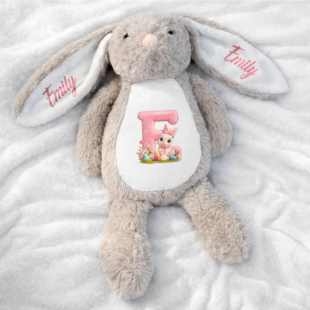 Rabbit Alphabet Letters Faux Chenille - Personalized Soft Toy Bunny - Image 2