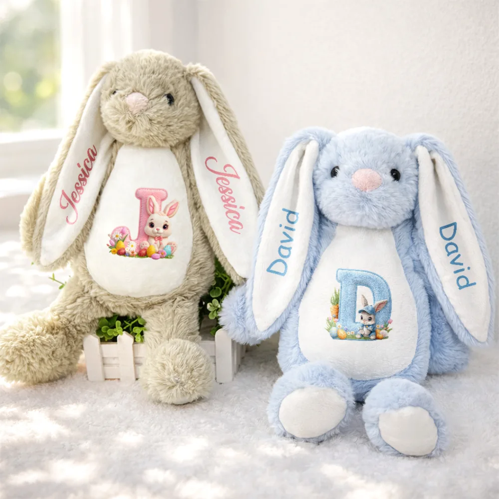 Rabbit Alphabet Letters Faux Chenille - Personalized Soft Toy Bunny - Image 3