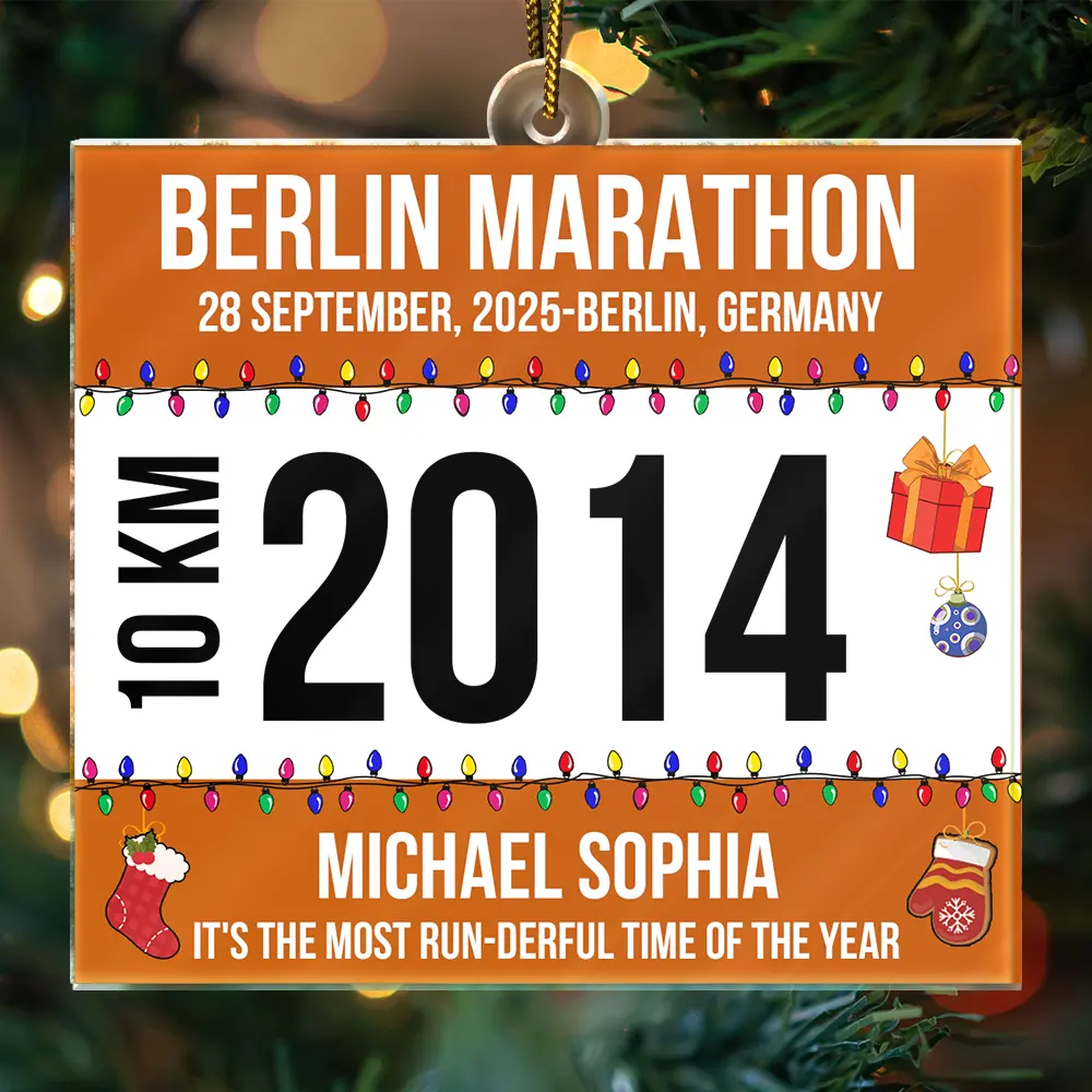 Race Bib For Runner Christmas - Personalized Custom Shaped Acrylic Ornament - Image 5