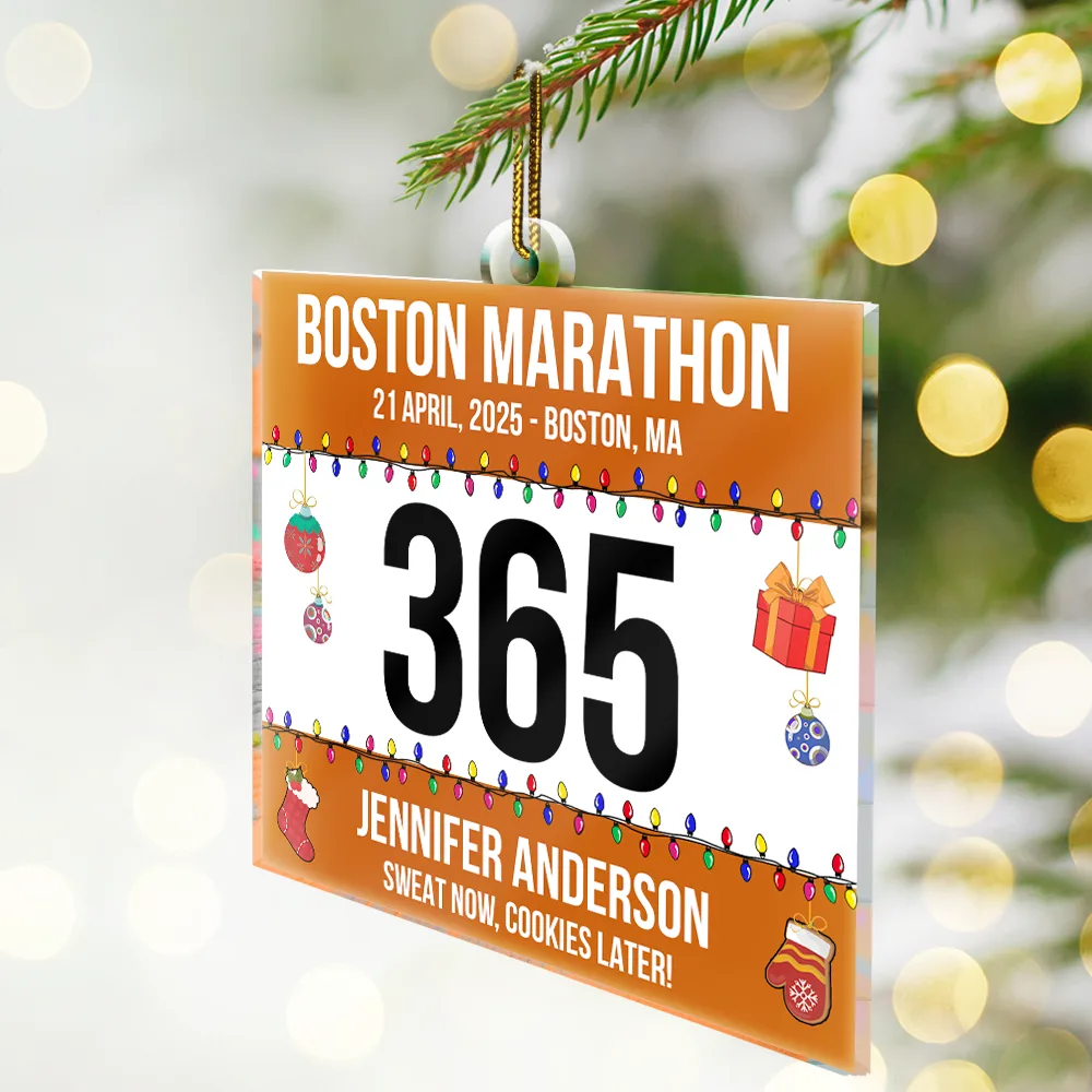 Race Bib For Runner - Personalized Custom Shaped Acrylic Ornament - Image 2