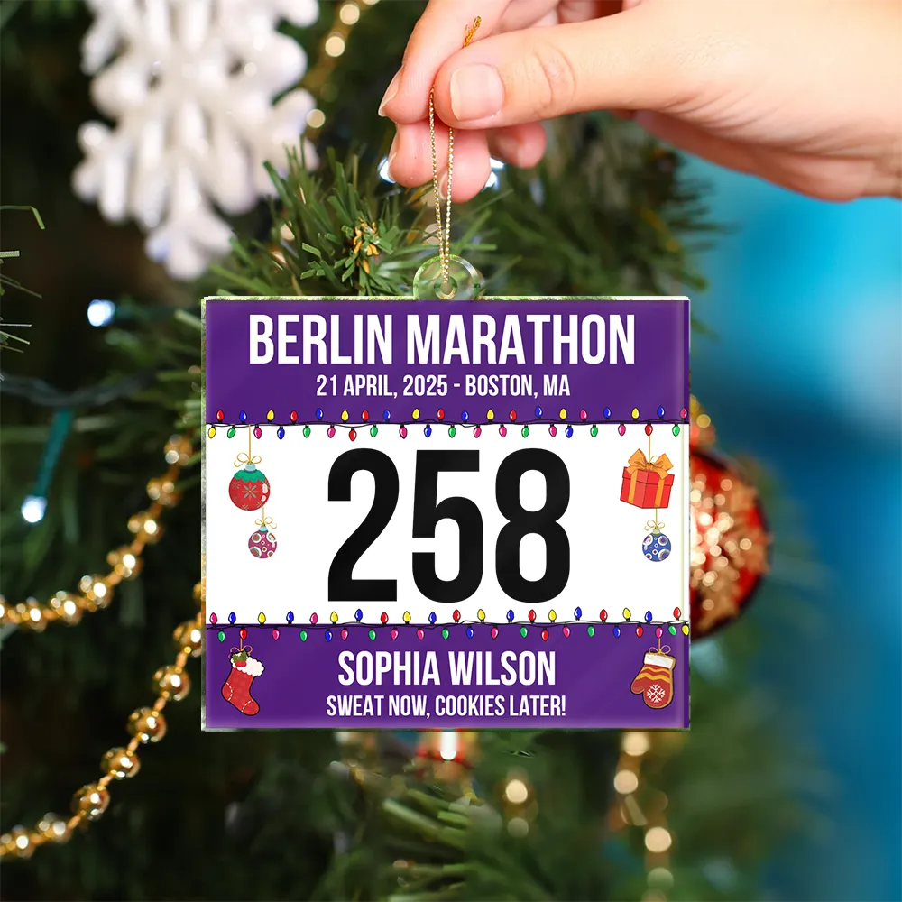 Race Bib For Runner - Personalized Custom Shaped Acrylic Ornament - Image 4