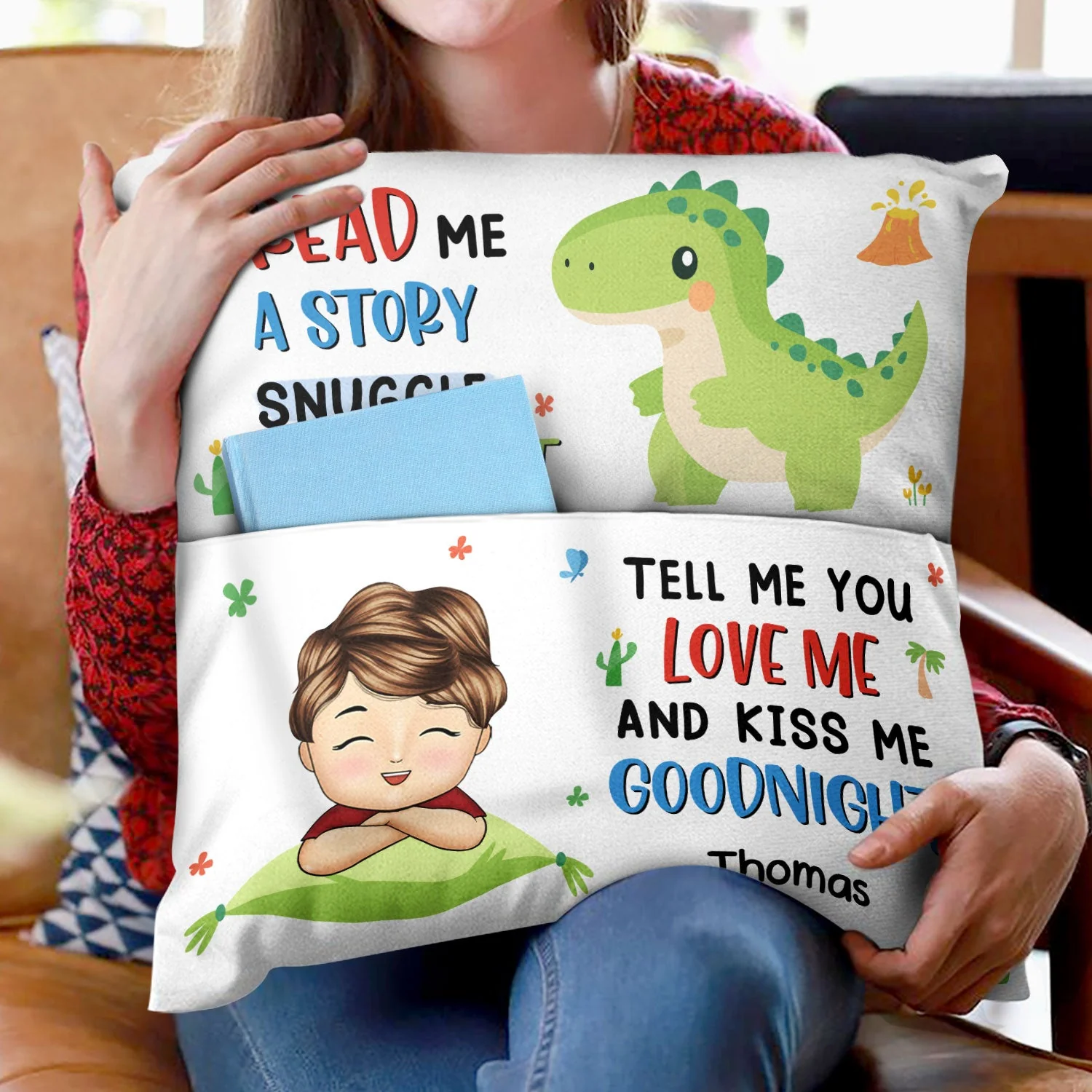 Read Me A Story - Gift For Kids - Personalized Pocket Pillow - Image 2
