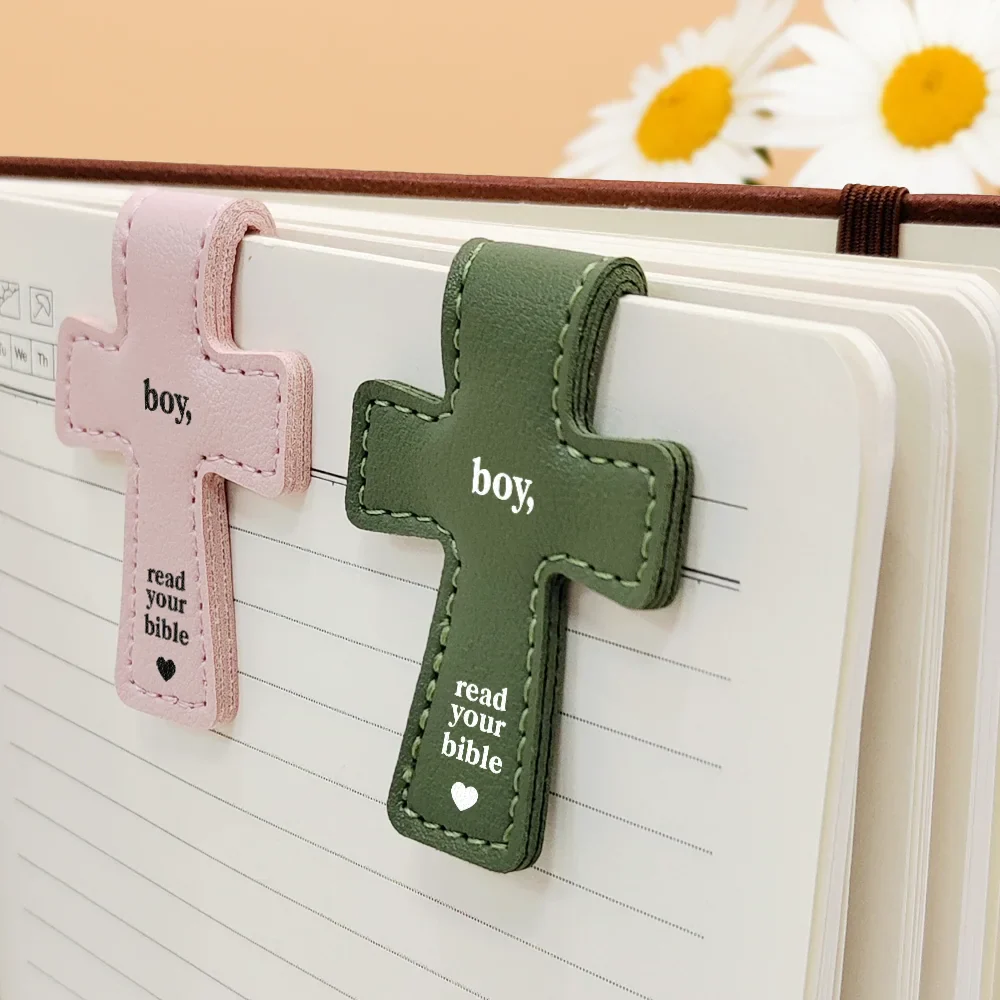 Read Your Bible - Personalized Cross Leather Magnetic Bookmark - Image 4