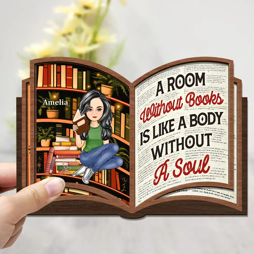 Reading Between The Pages Of A Book Is My Favorite Place To Be - Personalized 2-Layered Wooden Plaque With Stand - Image 3