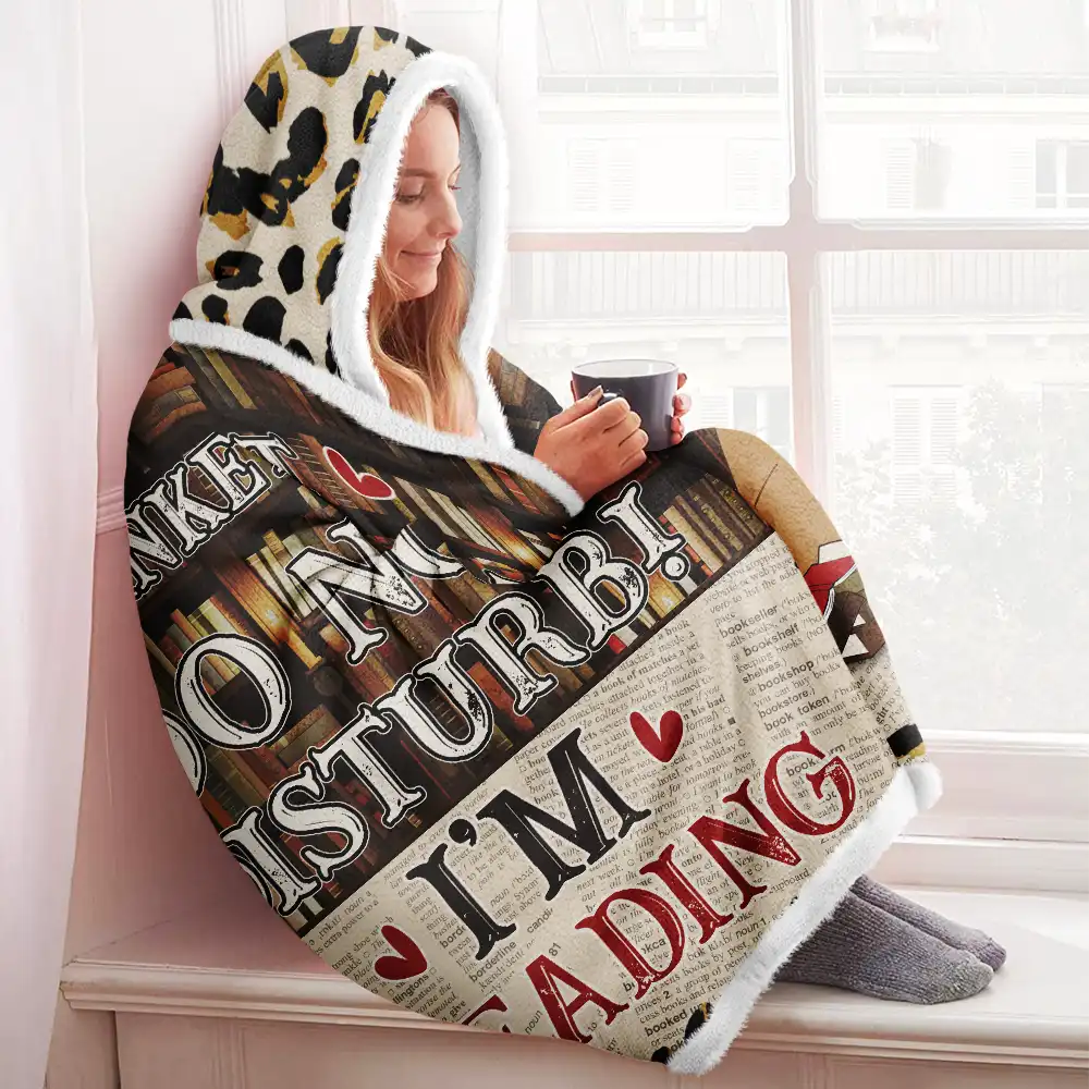 Reading Blanket Just A Girl Who Loves Books - Personalized Wearable Hooded Blanket - Image 3