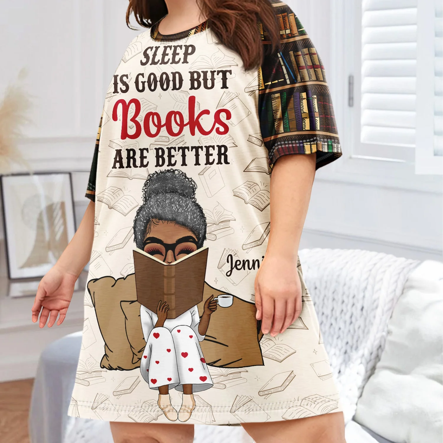 Reading Books Are Better - Gift For Book Lovers, Gift For Women - Personalized Women's Sleep Tee - Image 3