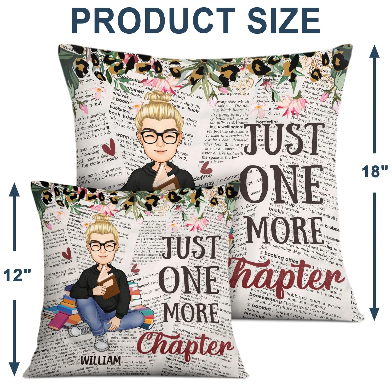 Reading Cartoon Just One More Chapter - Gift For Book Lovers - Personalized Pillow - Image 4
