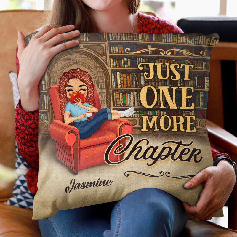 Reading Chibi Girl Just One More Chapter - Reading Gifts - Personalized Custom Pillow - Image 2