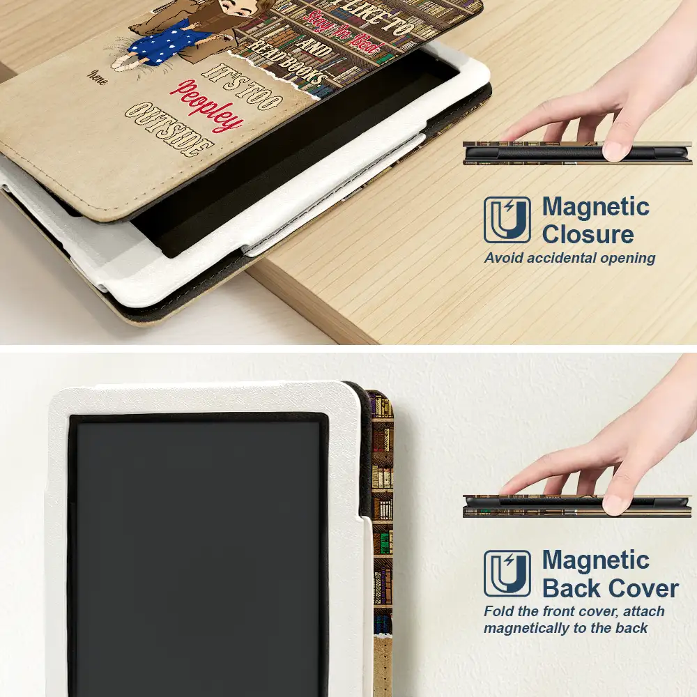 Reading Chibi Just A Girl Who Loves Books - Personalized Kindle Paperwhite Case Kickstand - Image 2