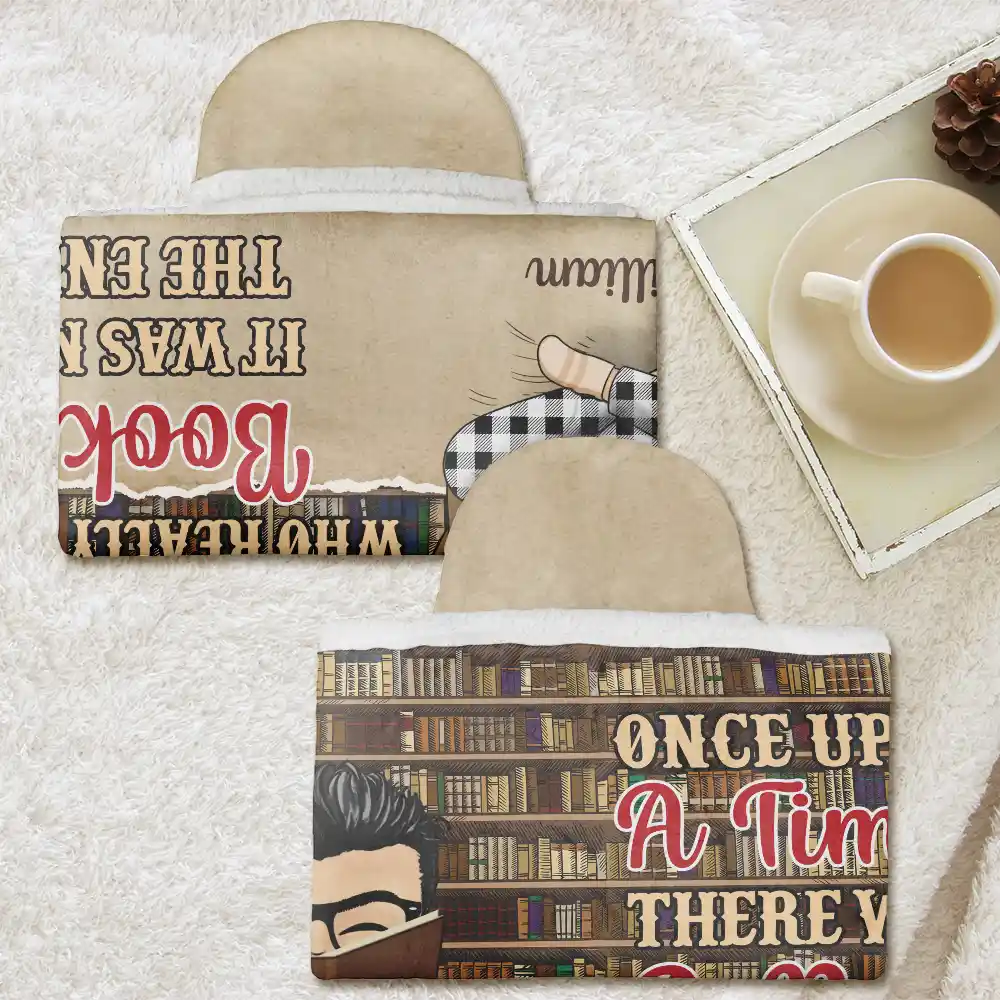 Reading Chibi Just A Girl Who Loves Books - Personalized Wearable Hooded Blanket - Image 4