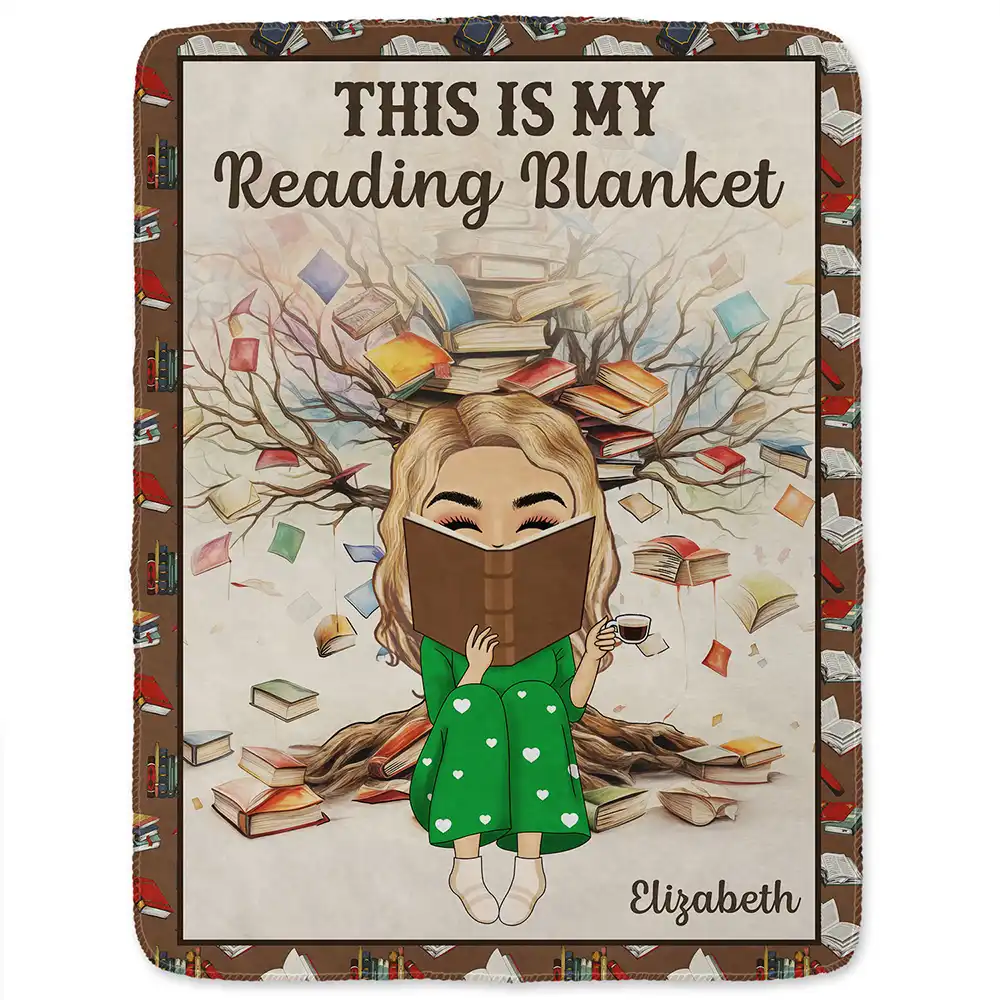 Reading Chibi My Reading Blanket - Personalized Fleece Blanket, Sherpa Blanket - Image 2