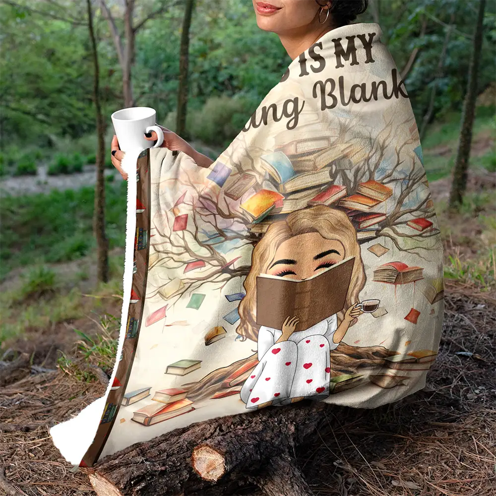 Reading Chibi My Reading Blanket - Personalized Fleece Blanket, Sherpa Blanket - Image 5