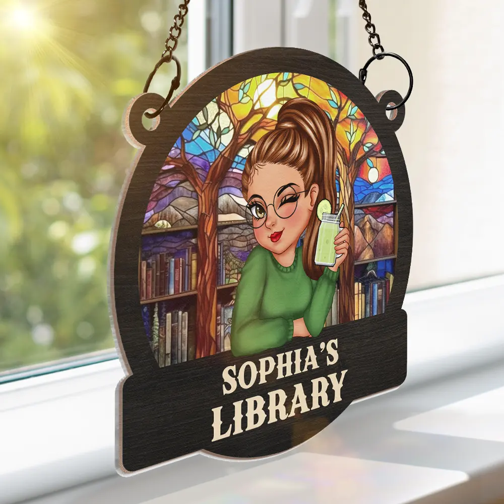 Reading Corner Women - Personalized Window Hanging Suncatcher Ornament - Image 3