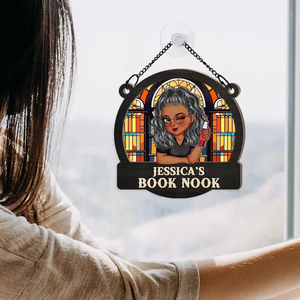 Reading Corner Women - Personalized Window Hanging Suncatcher Ornament - Image 4
