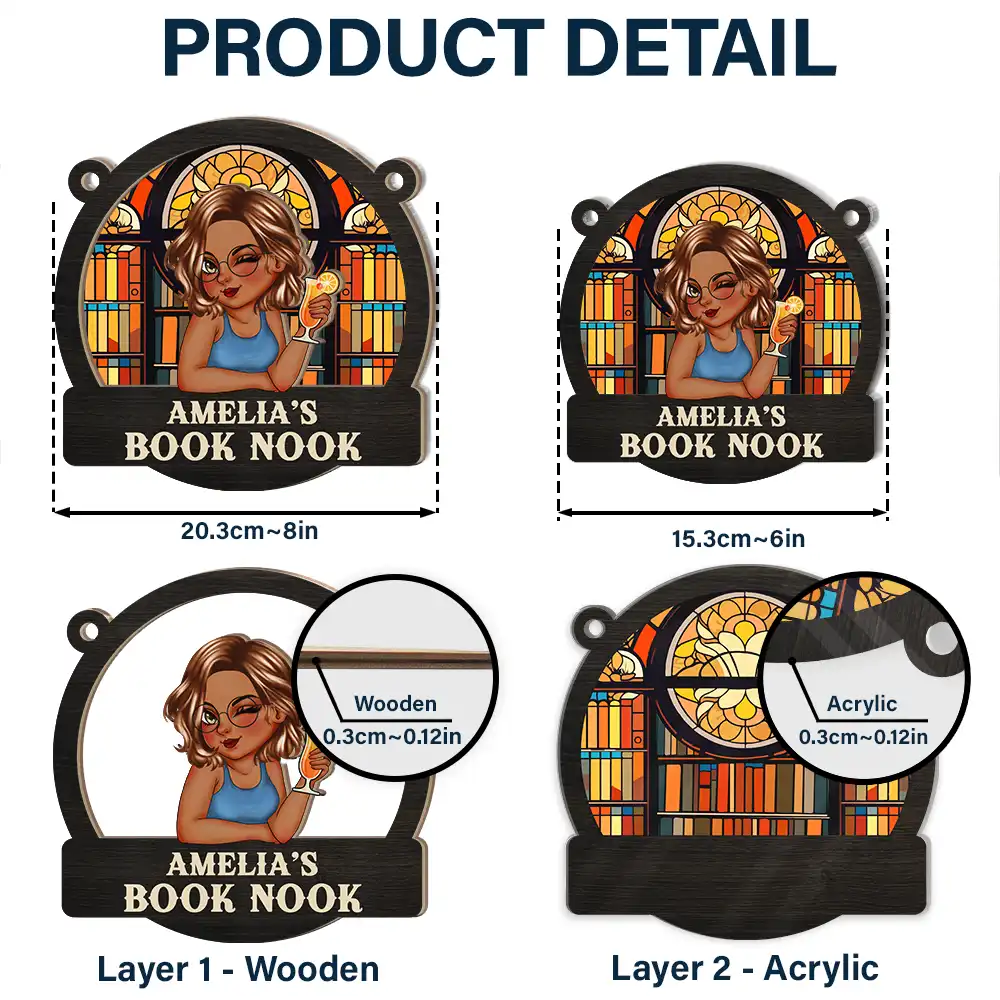 Reading Corner Women - Personalized Window Hanging Suncatcher Ornament - Image 5